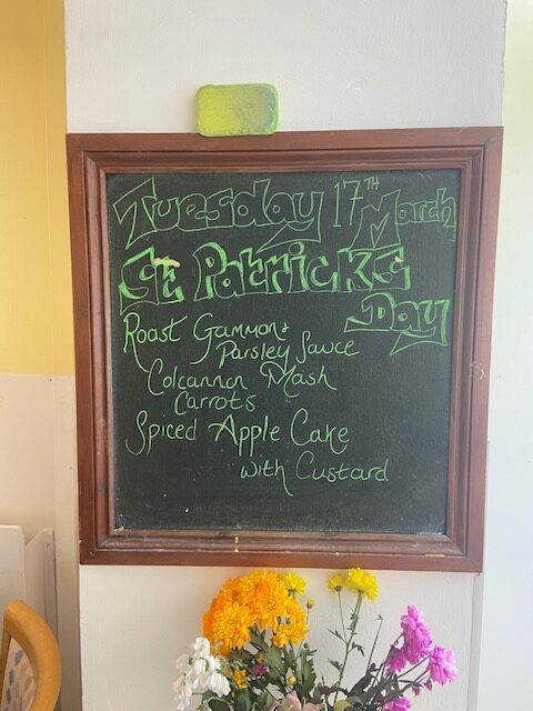 Chalk board with the menu