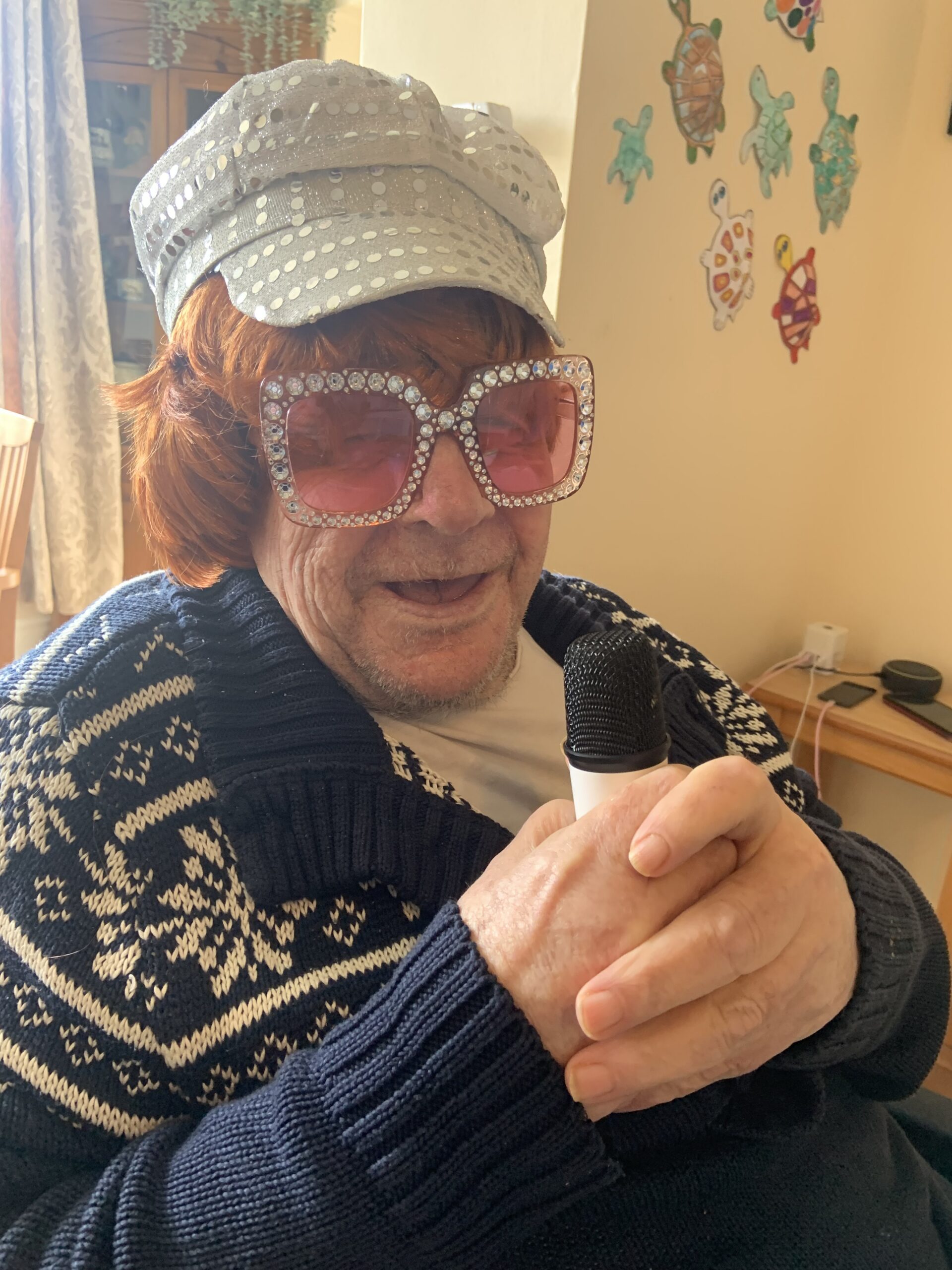 Dave wearing homemade Elton John glasses 3