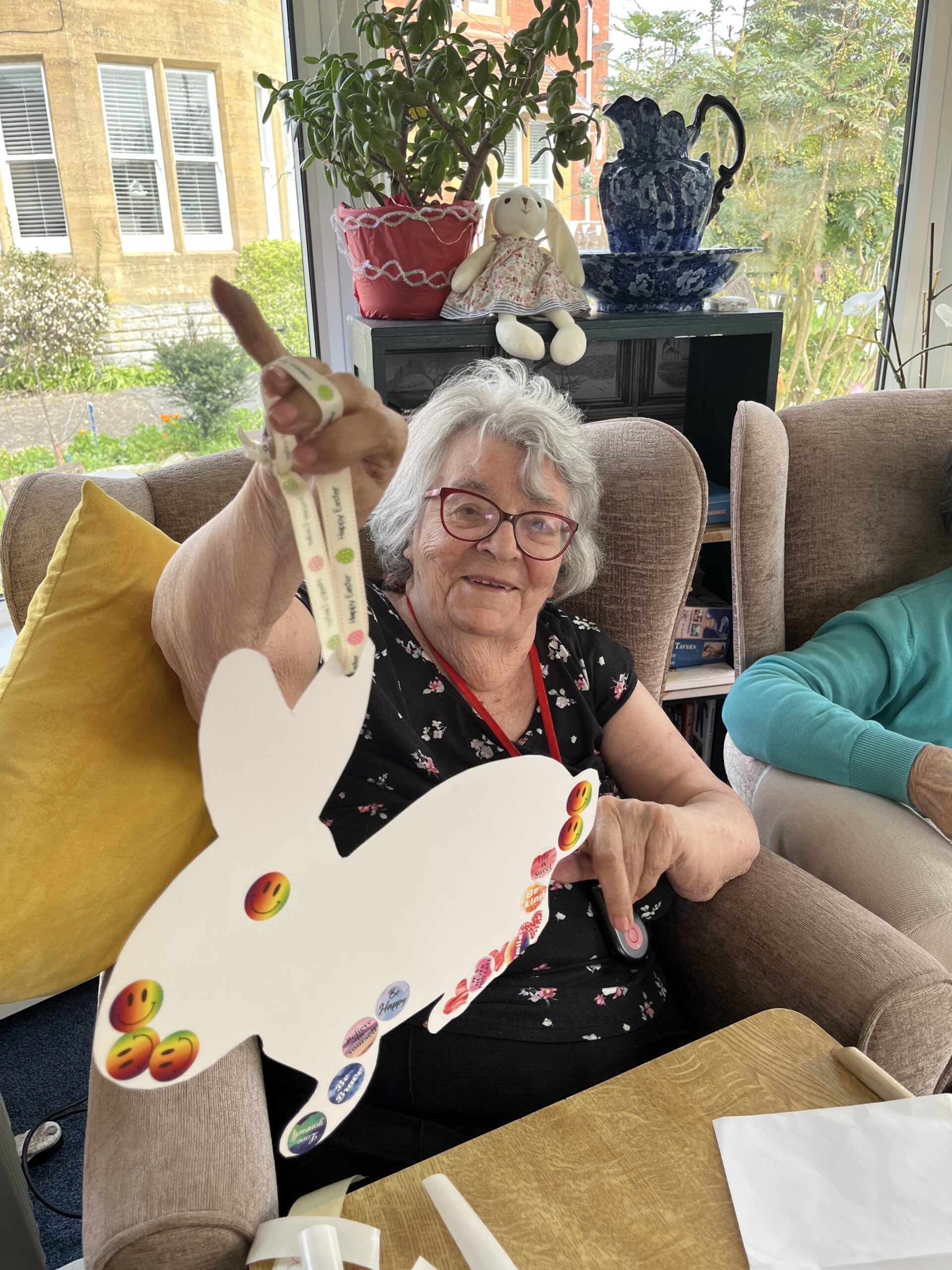 Maggie showing her decorated rabbit scaled