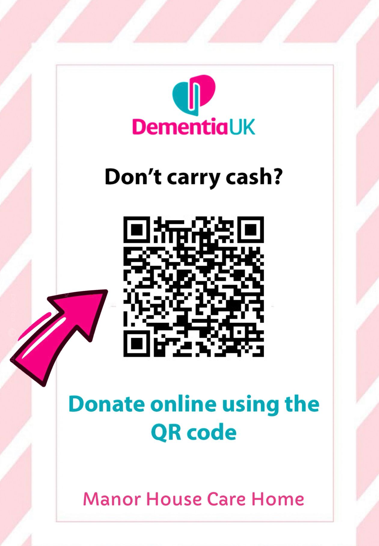 Poster of QR code to donate to Dementia UK