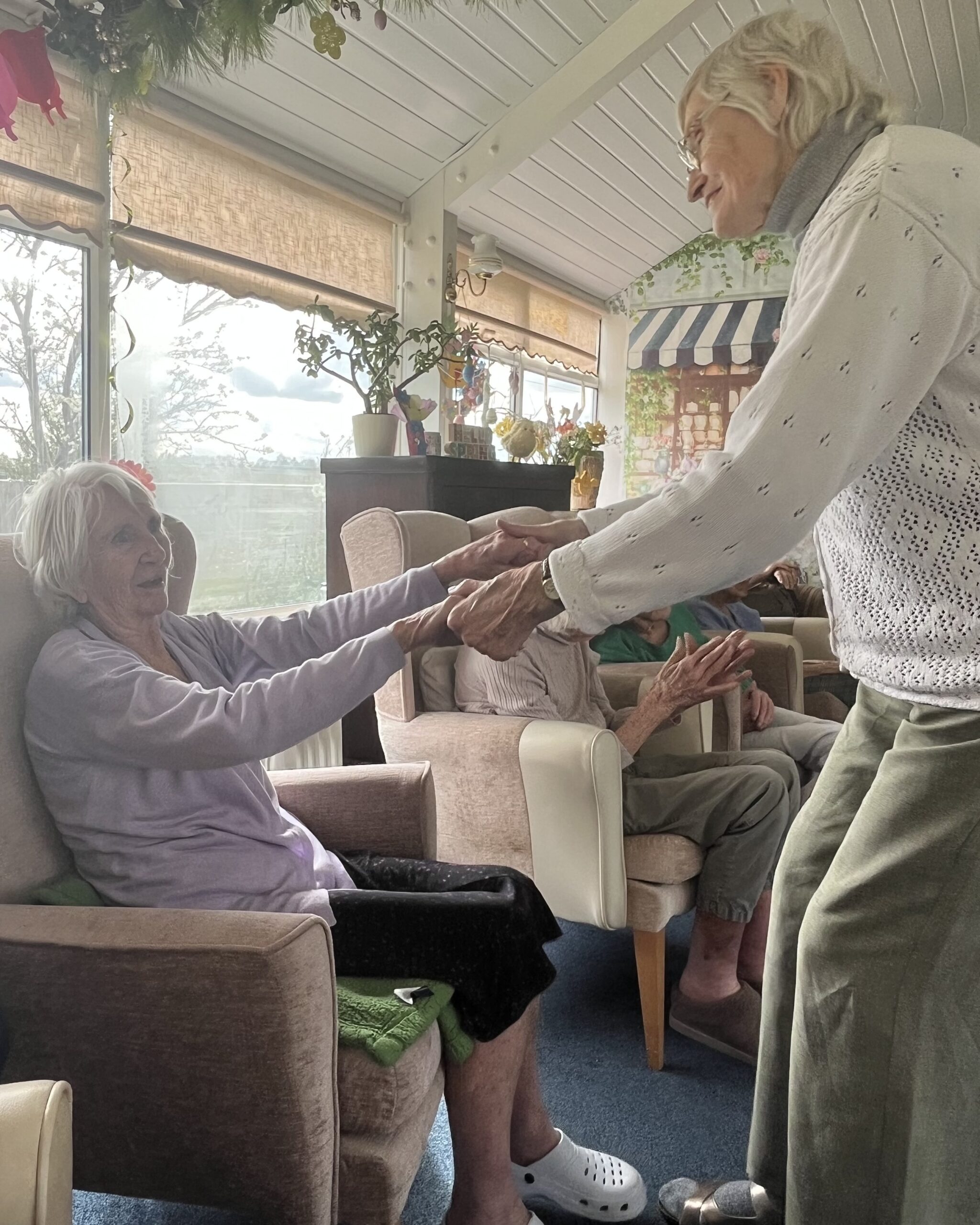 Two residents having a dance