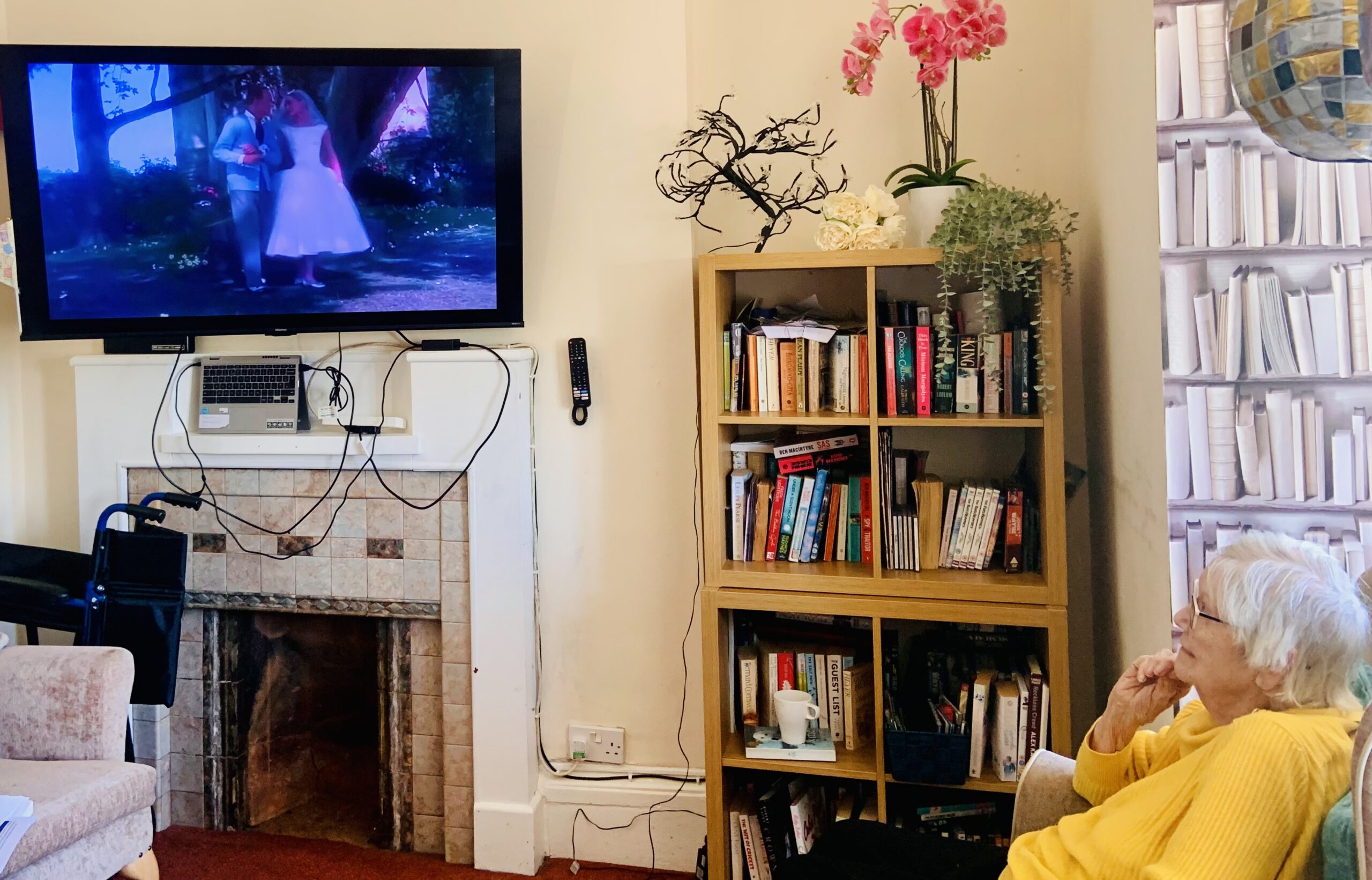 Residents watching the film Charade